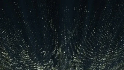 Gold particles moving up and down on a dark blue background. Abstract animated Stock Footage 257670650