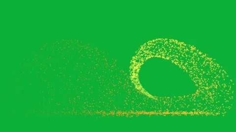 Gold particles moving in a circle on a green screen Stock Footage 285545716