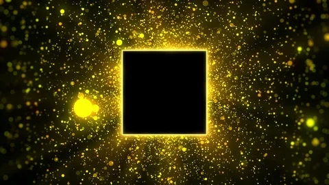 Gold particles with square copyspace background, looped Stock Footage 111352687