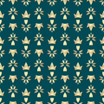 Gold pattern. Dark background with gold crown and geometric ornament. Vector  Stock Illustration