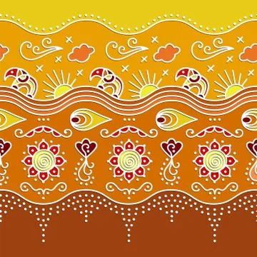 Gold pattern with elephants and flowers vector Illustrazione stock