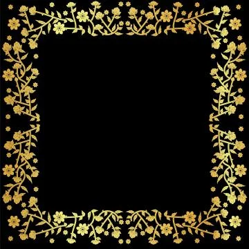Gold pattern frame on a black background	 Stock Illustration