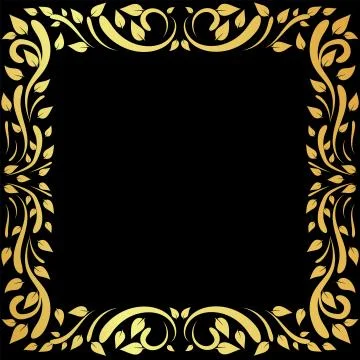Gold pattern frame on a black background	 Stock Illustration