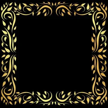 Gold pattern frame on a black background	 Stock Illustration