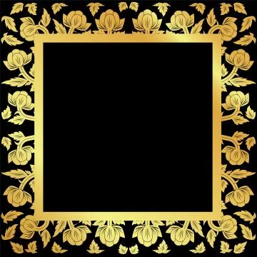 Gold pattern frame on a black background	 Stock Illustration