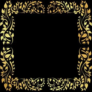 Gold pattern frame on a black background	 Stock Illustration