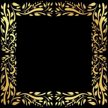 Gold pattern frame on a black background	 Stock Illustration