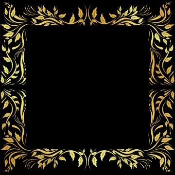 Gold pattern frame on a black background	 Stock Illustration