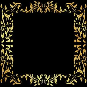Gold pattern frame on a black background	 Stock Illustration