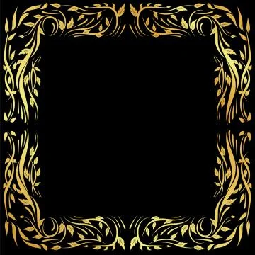 Gold pattern frame on a black background	 Stock Illustration