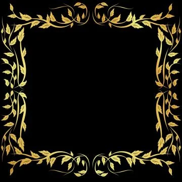 Gold pattern frame on a black background	 Stock Illustration
