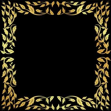 Gold pattern frame on a black background	 Stock Illustration