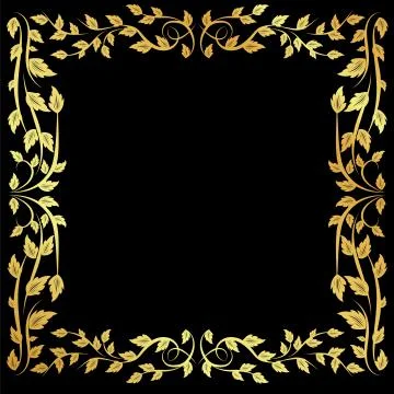 Gold pattern frame on a black background	 Stock Illustration