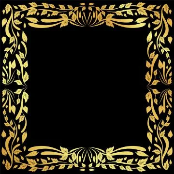 Gold pattern frame on a black background	 Stock Illustration