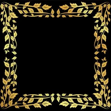 Gold pattern frame on a black background	 Stock Illustration