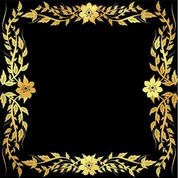 Gold pattern frame on a black background	 Stock Illustration