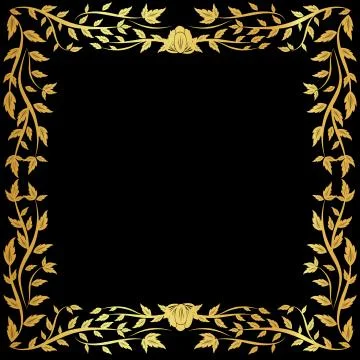 Gold pattern frame on a black background	 Stock Illustration
