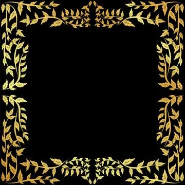 Gold pattern frame on a black background	 Stock Illustration