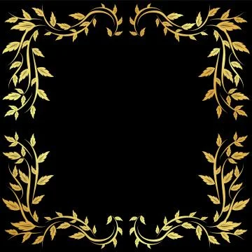 Gold pattern frame on a black background	 Stock Illustration