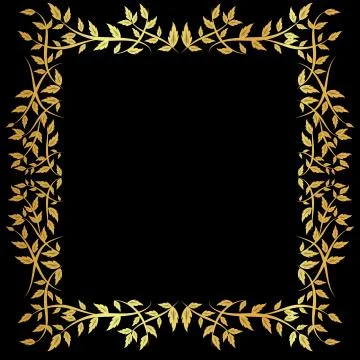 Gold pattern frame on a black background	 Stock Illustration