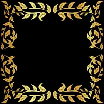 Gold pattern frame on a black background	 Stock Illustration