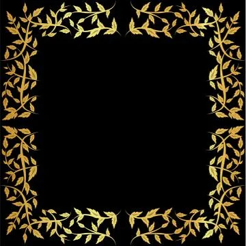 Gold pattern frame on a black background	 Stock Illustration