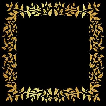 Gold pattern frame on a black background	 Stock Illustration