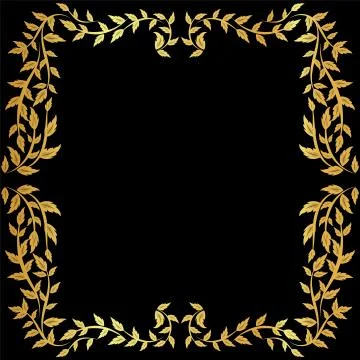 Gold pattern frame on a black background	 Stock Illustration