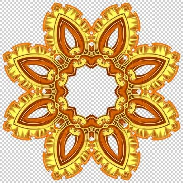 Gold pattern, star with eight rays. There are yellow, brown colors. Illustration