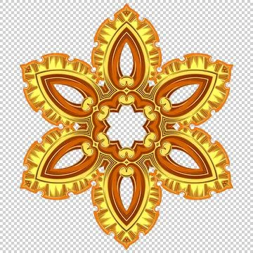 Gold pattern, star with six rays. There are yellow, brown colors. Illustration