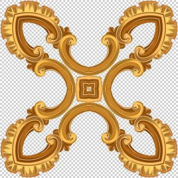 Gold pattern in X to the form on four rays. There are yellow, brown colors. Illustration