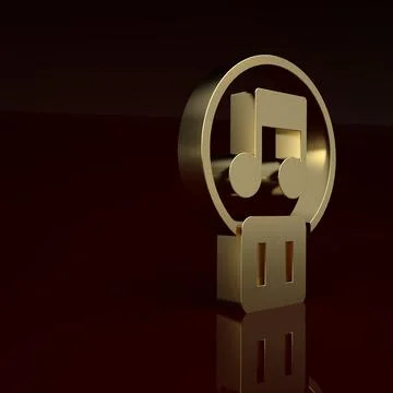 Gold Pause button icon isolated on brown background. Minimalism concept. 3D Stock Illustration