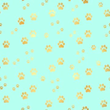 Gold Paw print seamless pattern. Seamless pattern of animal gold footprints. Dog Stock Illustration