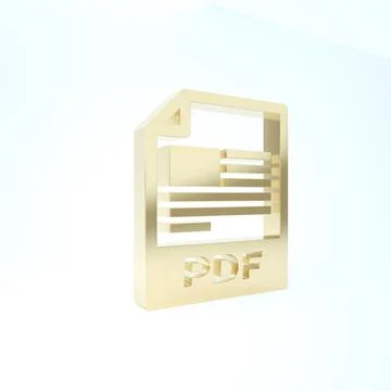 Gold PDF file document. Download pdf button icon isolated on white background Stock Illustration