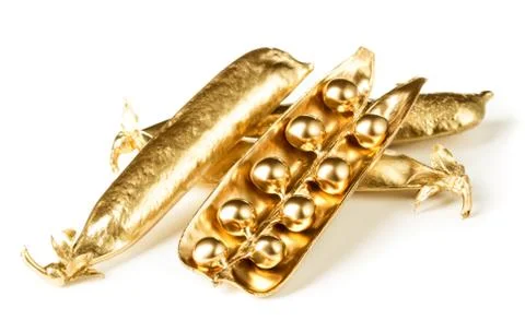 Gold pea pod Stock Photos