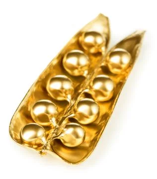 Gold pea pod Stock Photos