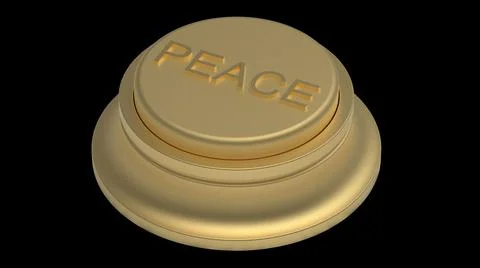 Gold peace button isolated 3d illustration golden render Stock Illustration