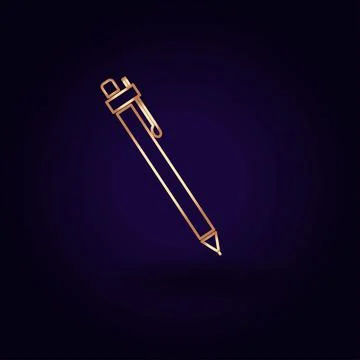 Gold pen icon. Vector illustration isolated on a blue background. School topi Stock Illustration