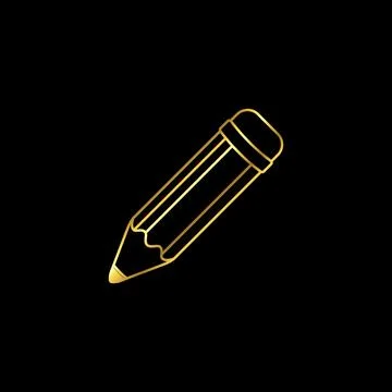 Gold Pencil Icon Vector Template Illustrazione stock