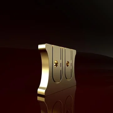 Gold Pencil sharpener icon isolated on brown background. Minimalism concept.  Stockillustratie