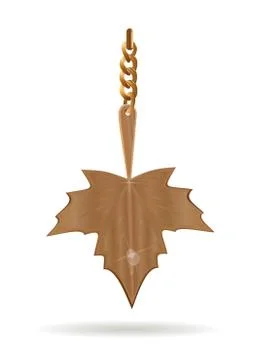 Gold pendant in the form of a maple leaf Stock Illustration