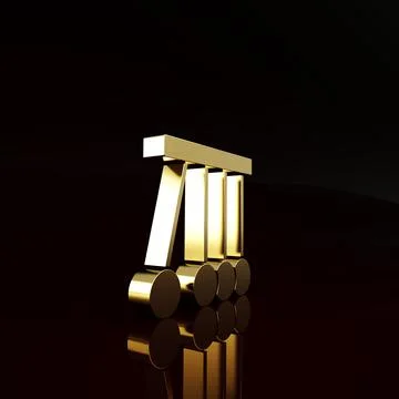 Gold Pendulum icon isolated on brown background. Newtons cradle. Minimalism c 스톡 일러스트