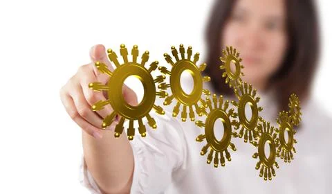 Gold people cogs as concept Stock Illustration
