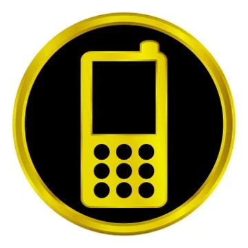 Gold phone button Stock Illustration