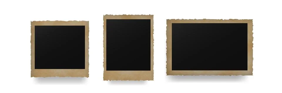 Gold photo frames. Black empty for pictures and paintings Stock Illustration