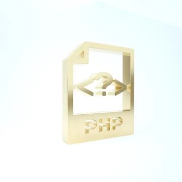 Gold PHP file document. Download php button icon isolated on white background 스톡 일러스트