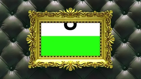 Gold picture frames countdown on black upholstery background, chroma key Stock-Footage 85087900