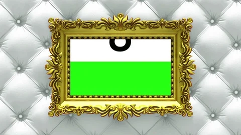 Gold picture frames countdown on white upholstery background, chroma key Stock Footage 85088204