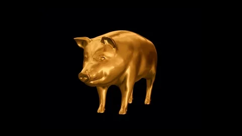 Gold pig statue Stock Footage 94571036