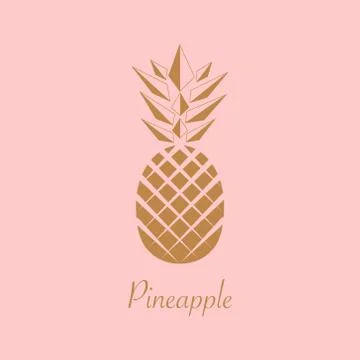 Gold Pineapple fruit. Vector illustration. Stock Illustration
